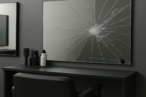 Miroir professionnelle endommagé